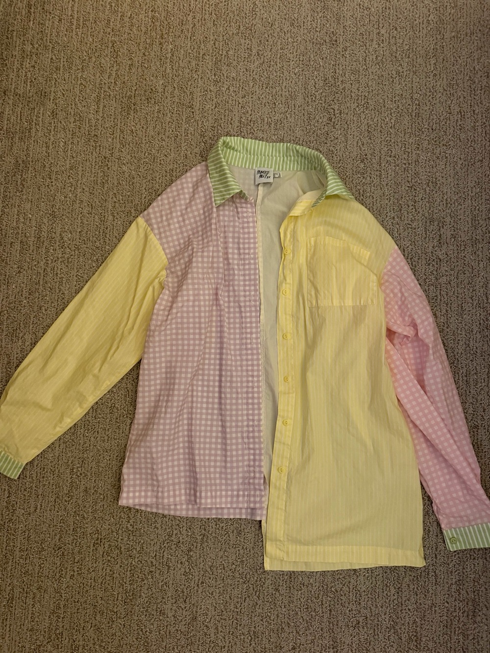 Pastel Patchwork Button-Down Shirt